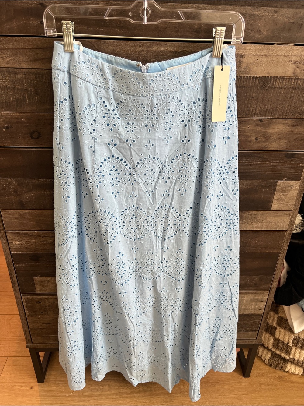 Commense Light Blue Eyelet Maxi Skirt